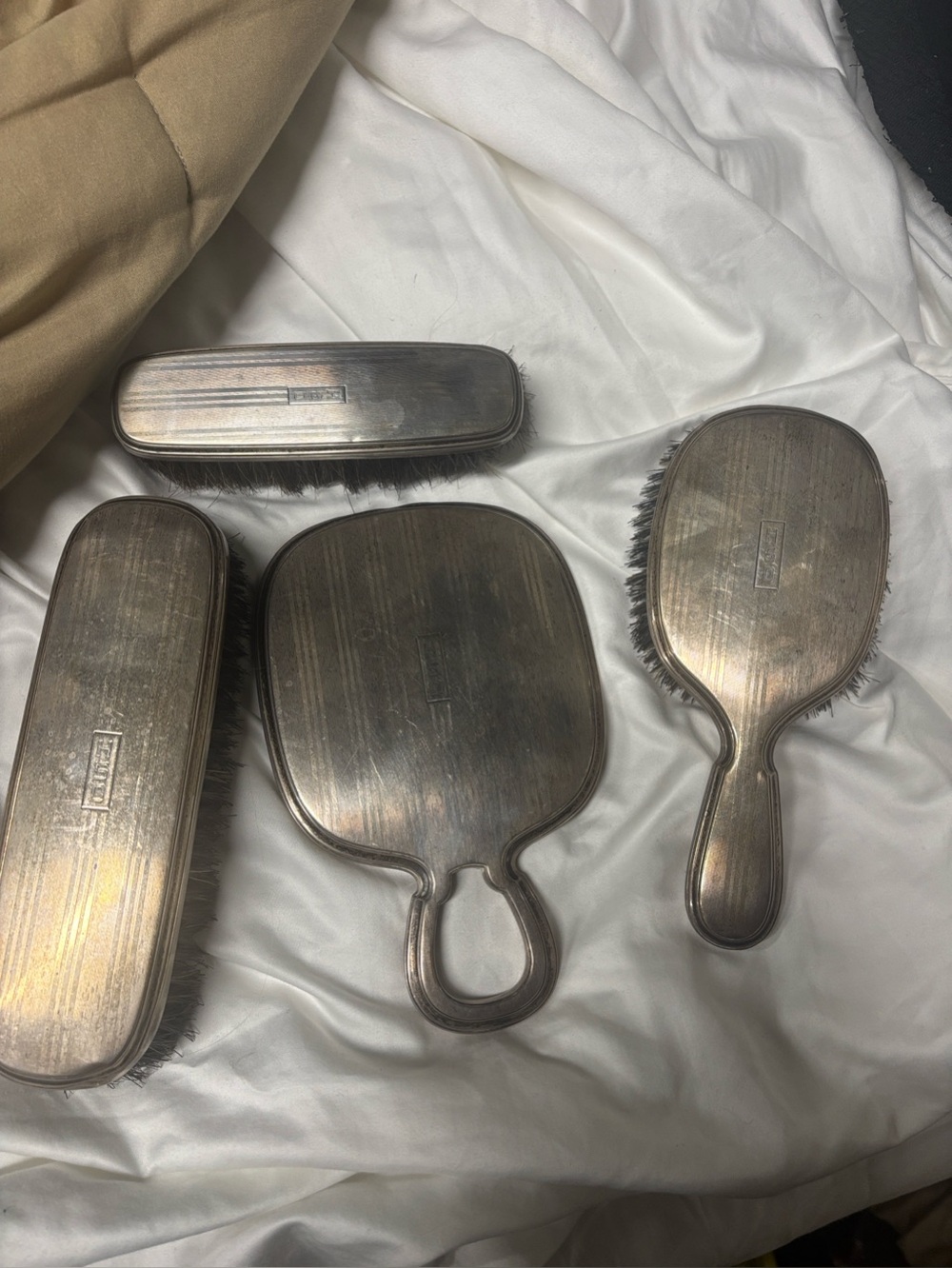 Sterling silver heavy mens set very old i think 1814  Antique